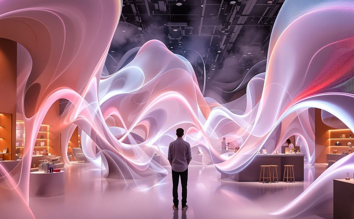 A,Person,Standing,In,A,Futuristic,Retail,Space,Surrounded,By